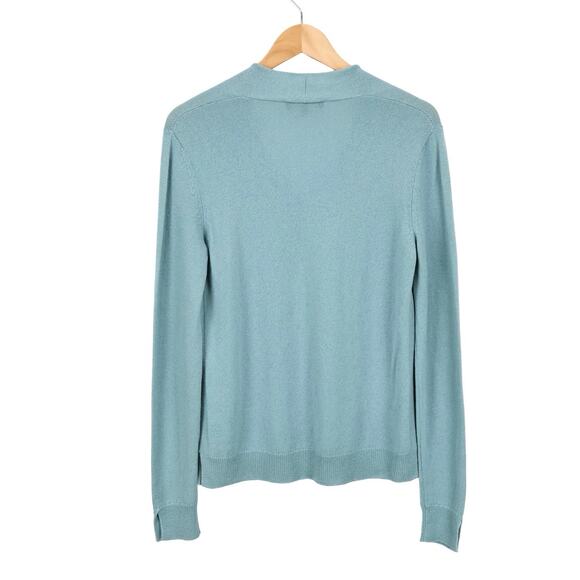 Loro Piana 100% Cashmere V-Neck Long Sleeve Sweater In Turquoise Size 44 Italy - Picture 2 of 9